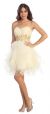 Strapless Layered Skirt Organza Short Party Dress in Ivory